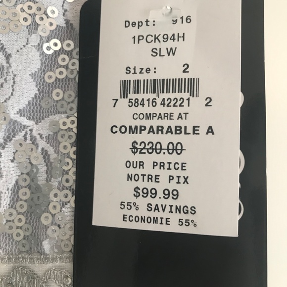 Silver Lace and Sequin JAX Cocktail Dress Size 2 - Picture 7 of 11